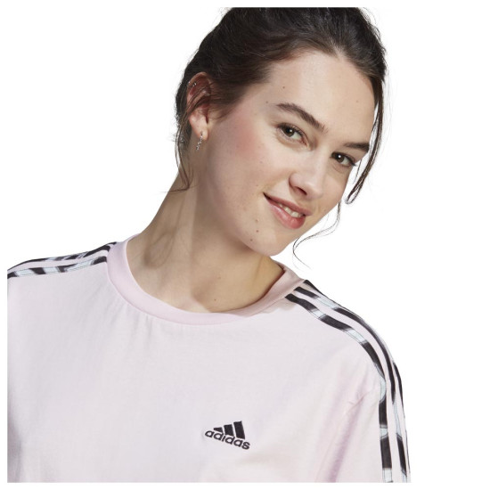 Adidas Γυναικεία κοντομάνικη μπλούζα Vibrant Print 3-Stripes Crop Tee
